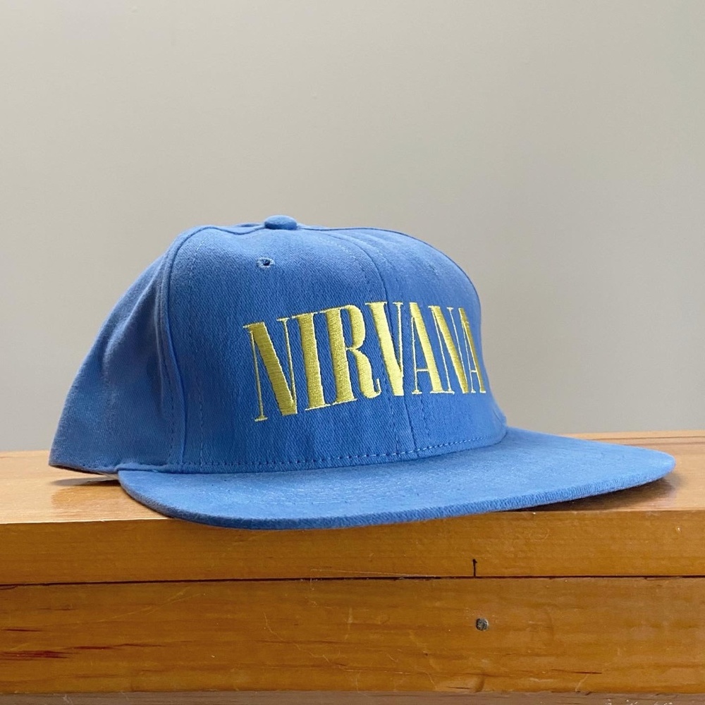 Vintage Nirvana Snapback Cap Blue Hat Deadstock (Made in USA)